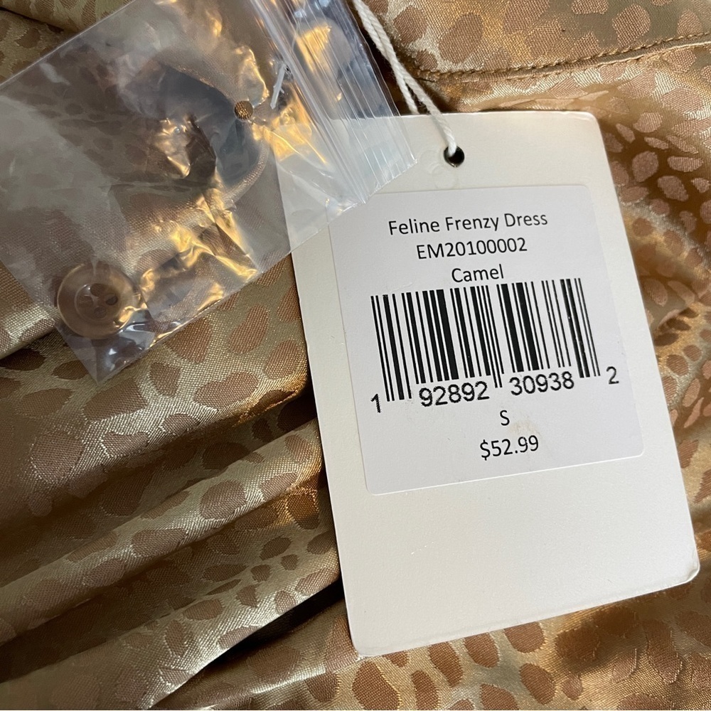 Downeast Feline Animal Print Gold Dress Modest Lined - Picture 4 of 8